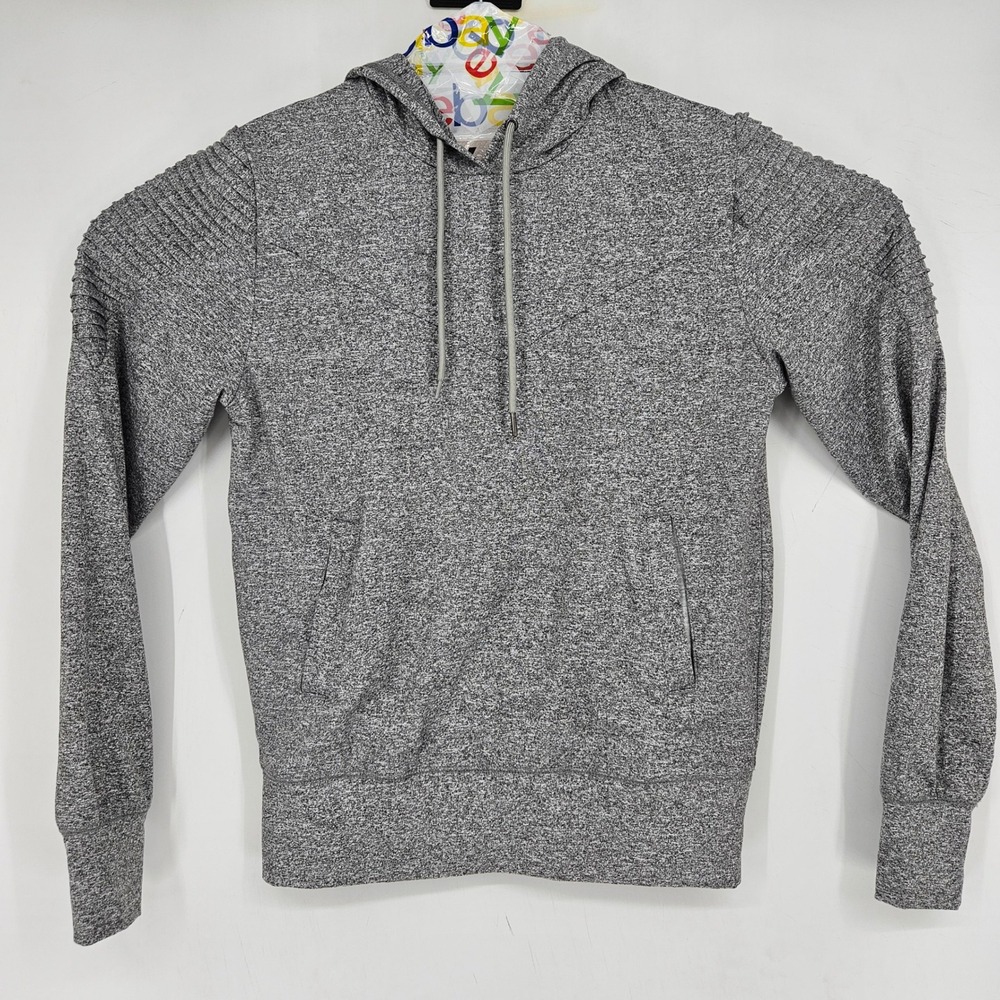 Golds Gym Hoodie Mens Small Ribbed Shoulders Gray Pullover Training
